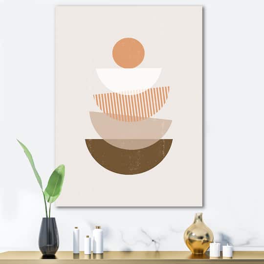 Designart - Abstract Sun & Moon Geometrics In Terracotta I